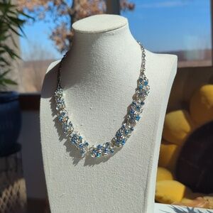 Vintage Lisner Silver Tone AB Necklace, 16" Adjustable